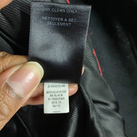 Banana Republic Women's Black Monogram Wool Blend Peplum Lady Coat - Picture 10 of 10